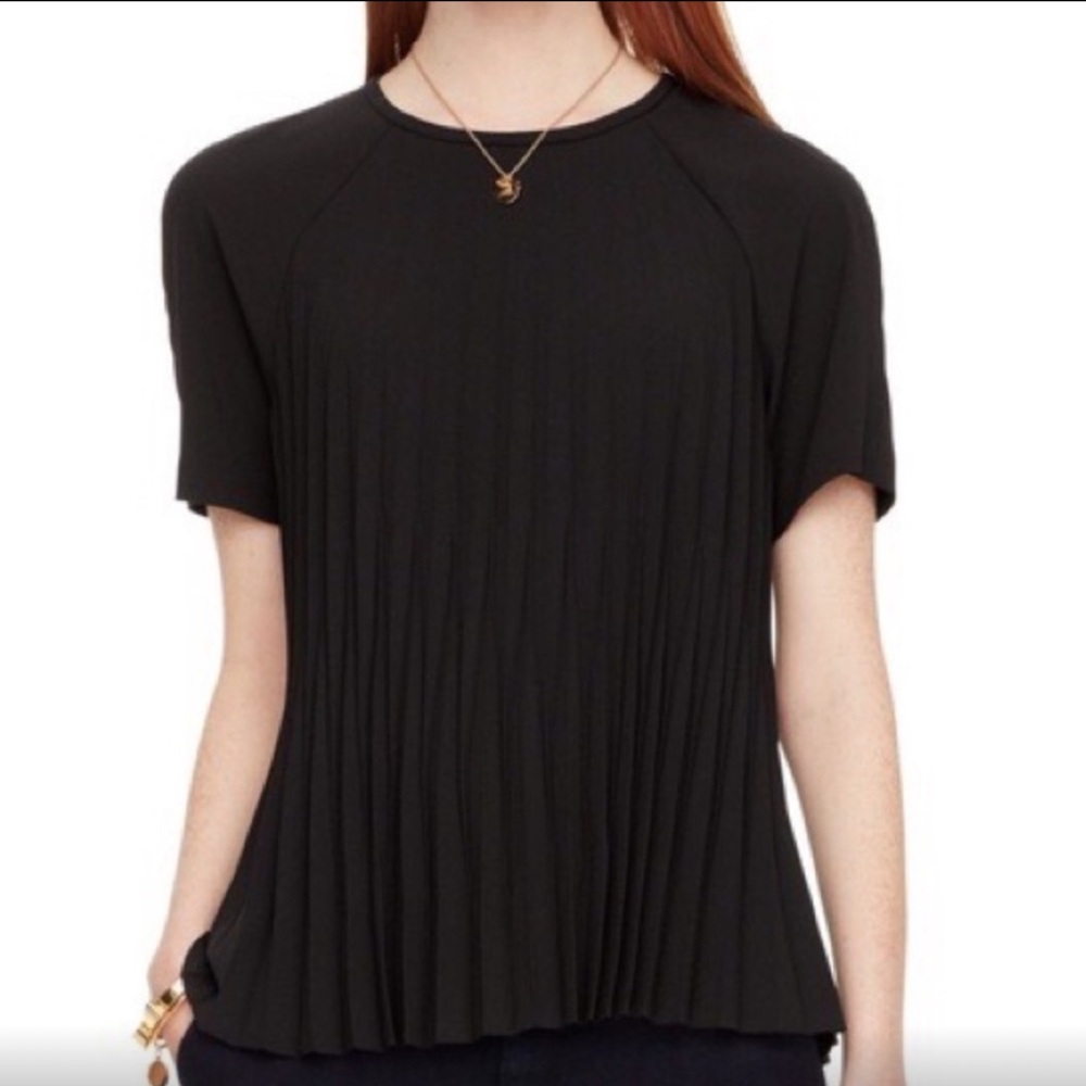 Kate Spade Black Pleated Crepe Blouse Wardrobe Essential Versatile Office Small